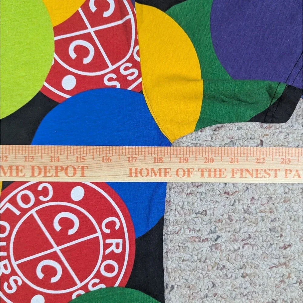 Cross Colours T-Shirt Mens SMALL Posse Circles Polka Dot Streetwear Hip-Hop Tee